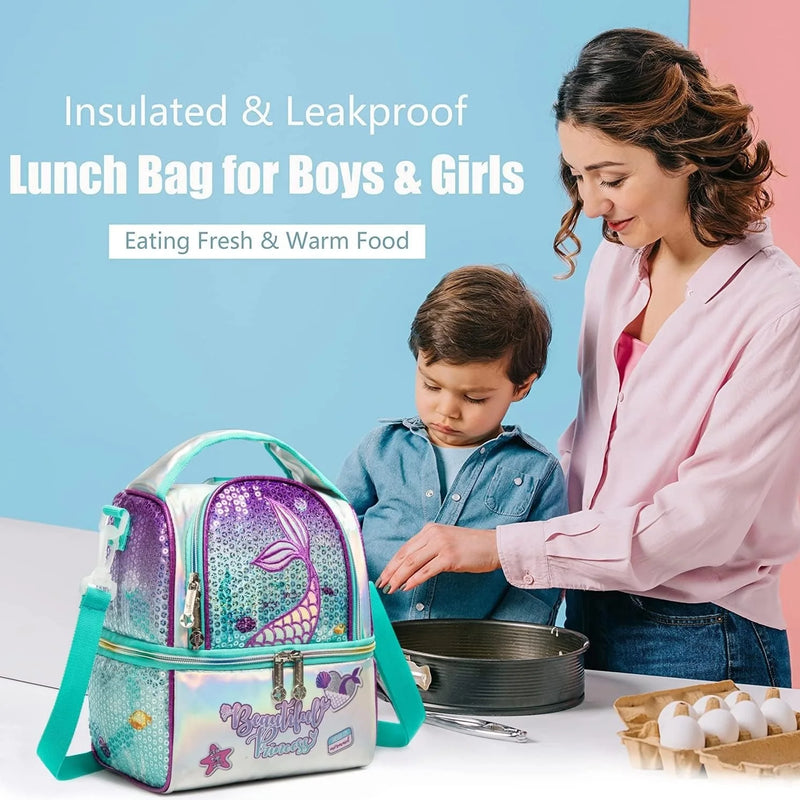 Mermaid sequin lunchbox tote for daily school use - FrescoLunch