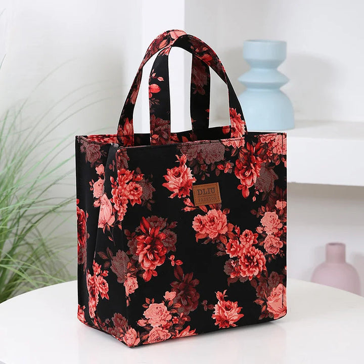 Vintage Large Capacity Handbag with Lunch Box Storage Bag for Work Commuting Shopping Portable Mother Cloth Tote Bag FrescoLunch