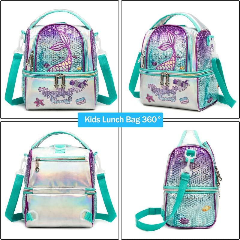 Mermaid sequin lunchbox tote for daily school use - FrescoLunch