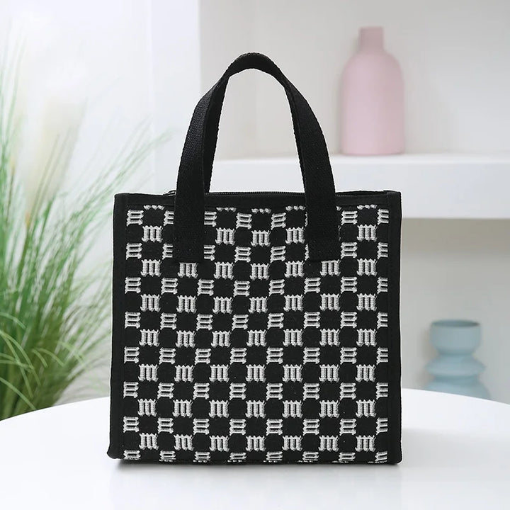 Lunch Bag Isotherme Textile Tweed Noir et Blanc