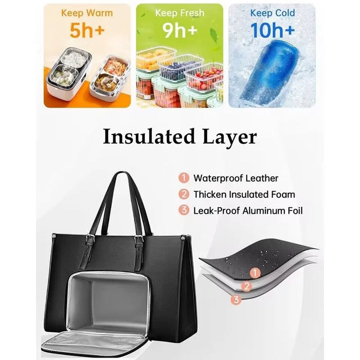 Portable insulated lunch tote with laptop bag design - FrescoLunch