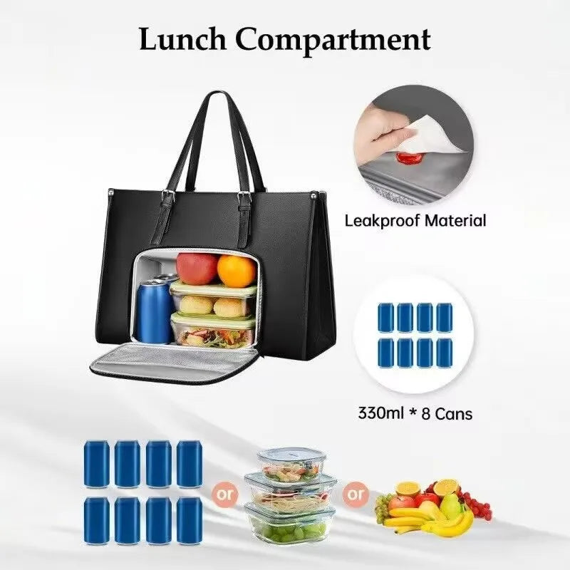 Portable insulated lunch tote with laptop bag design - FrescoLunch