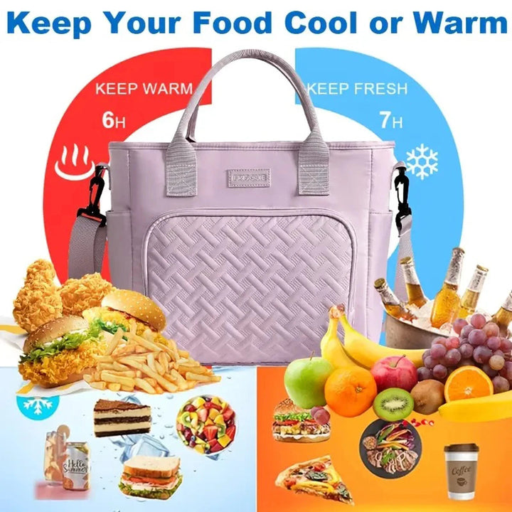 Large Insulated Lunch Bag Cooler Hand washable durable polyester lunch box with padded shoulder strap for work, school, picnics FrescoLunch