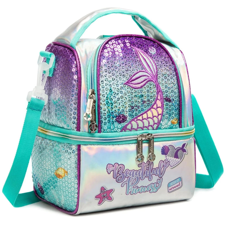 Mermaid sequin lunchbox tote for daily school use - FrescoLunch