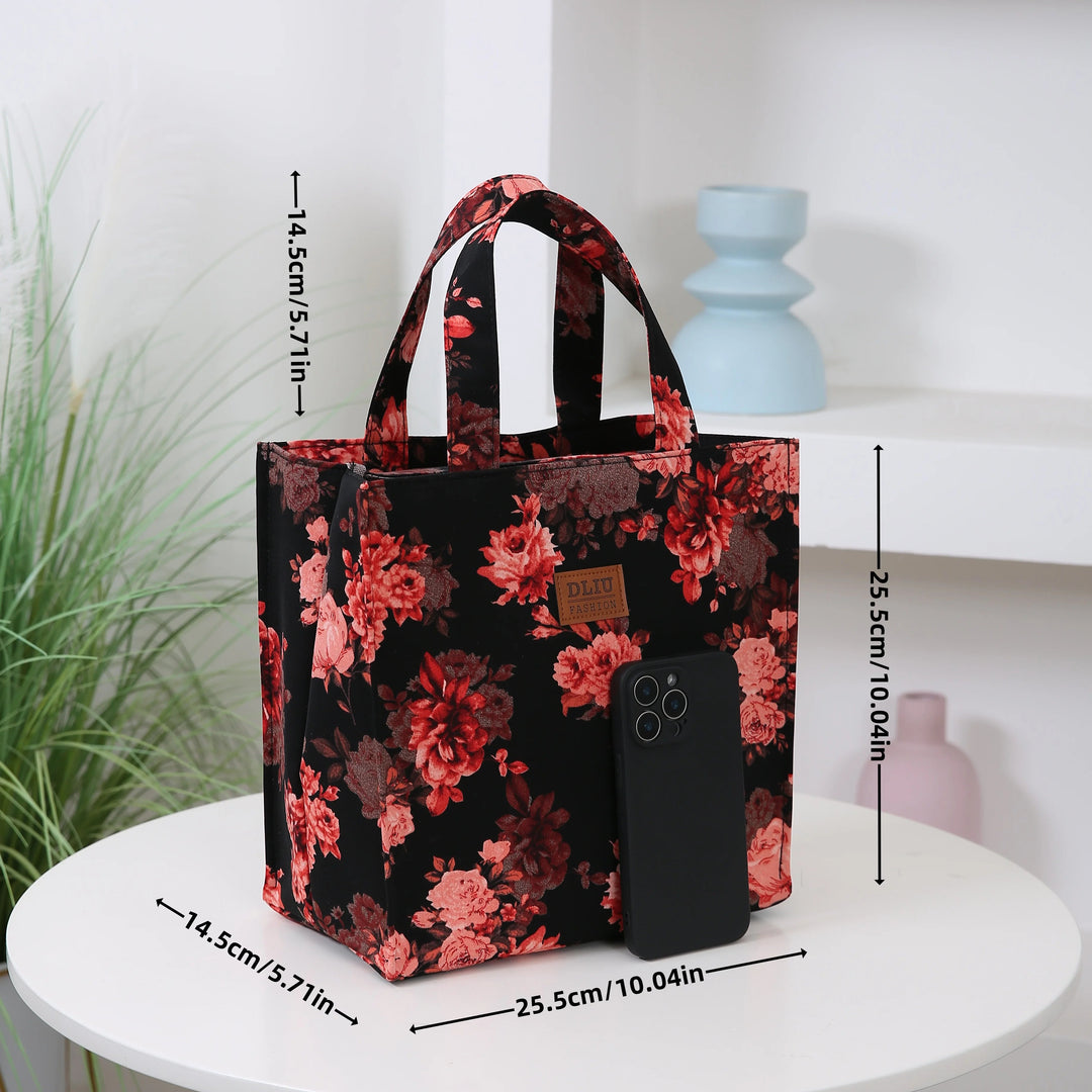 Vintage Large Capacity Handbag with Lunch Box Storage Bag for Work Commuting Shopping Portable Mother Cloth Tote Bag FrescoLunch