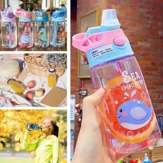 Gourde Personnalisée Enfant 480ml - Motifs Marins | Sans BPA - FrescoLunch