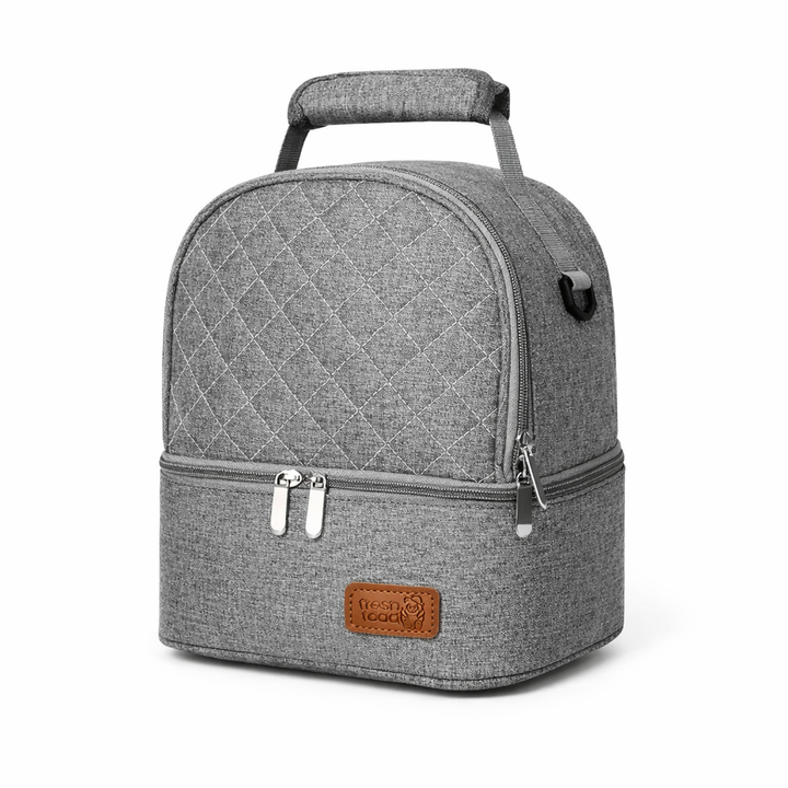 Sac isotherme repas femme gris élégant compartimenté FrescoLunch fond blanc