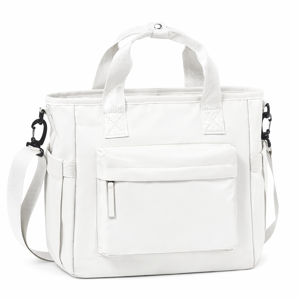 Sac isotherme repas blanc structuré avec bandoulière et poche zippée FrescoLunch fond blanc