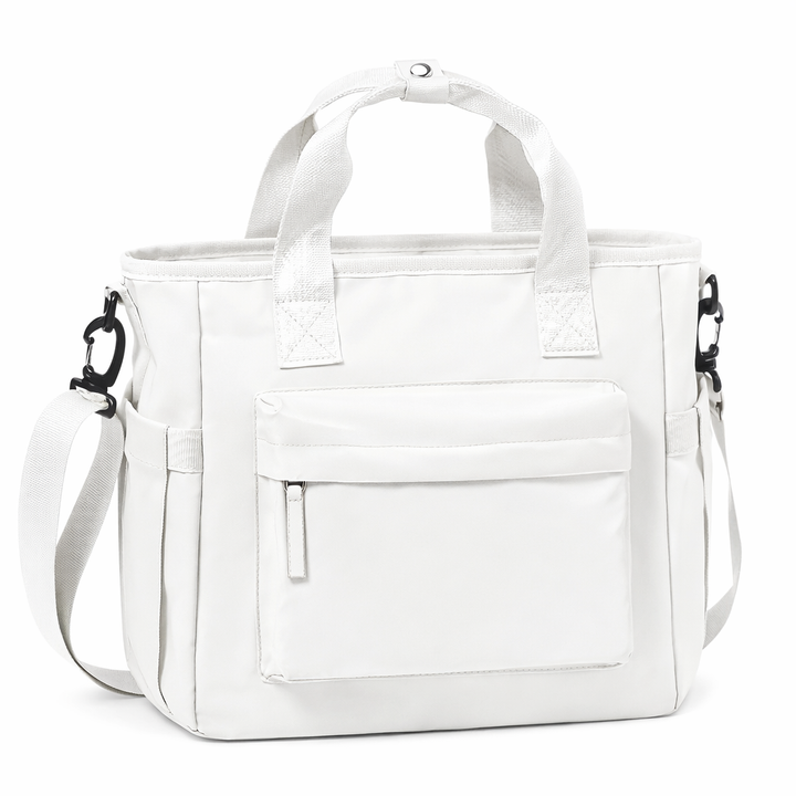 Sac isotherme repas blanc structuré avec bandoulière et poche zippée FrescoLunch fond blanc