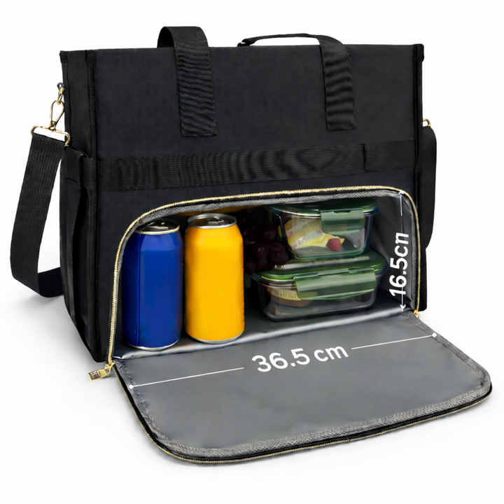 Sac repas isotherme femme grande capacité avec compartiment alimentaire 36,5 cm x 16,5 cm, boîtes repas et canettes