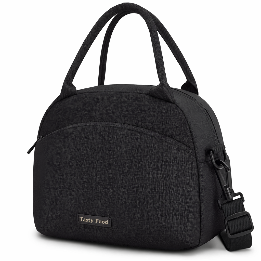 Sac isotherme repas noir compact et chic, idéal pour le bureau et les repas nomades, FrescoLunch